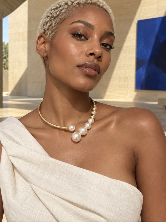Jewelry - Gold Pearl Statement Collar Necklace - Women Jewelry